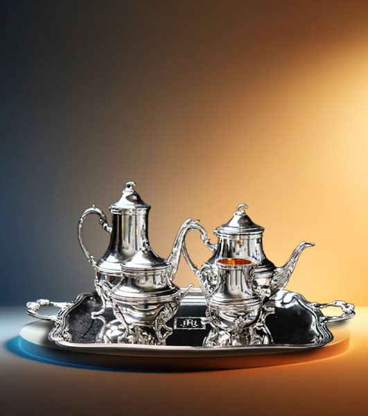 Juego de café y té de plata Cruz de Malta modelo Luis XV